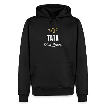 tata d'un prince - Sweat à capuche Premium bio Homme - noir - Devant - Nico (187cm)