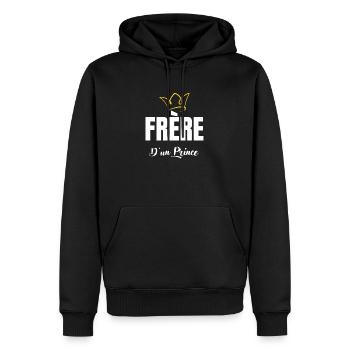 frère d'un prince - Sweat à capuche Premium bio Homme - noir - Devant - Nico (187cm)