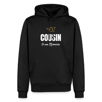 cousin d'une princesse - Sweat à capuche Premium bio Homme - noir - Devant - Nico (187cm)