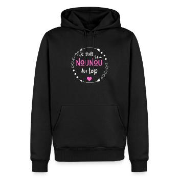 Je suis une nounou au top - Sweat à capuche Premium bio Homme - noir - Devant - Nico (187cm)