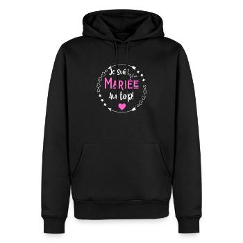 Je suis une mariée au top - Sweat à capuche Premium bio Homme - noir - Devant - Nico (187cm)