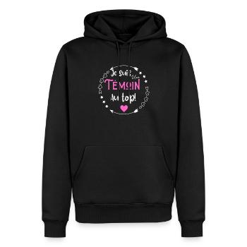 Je suis une témoin au top - Sweat à capuche Premium bio Homme - noir - Devant - Nico (187cm)