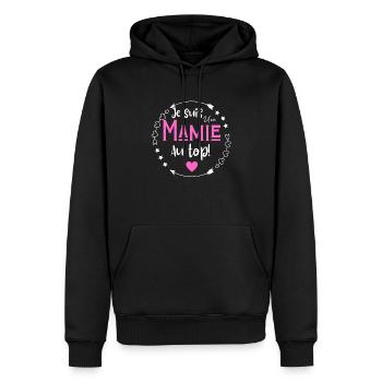 Je suis une mamie au top - Sweat à capuche Premium bio Homme - noir - Devant - Nico (187cm)