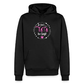 Je suis une tata au top - Sweat à capuche Premium bio Homme - noir - Devant - Nico (187cm)