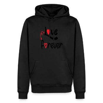 Love forever - Männer Premium Bio Hoodie - Schwarz - Vorne - Nico (187cm)
