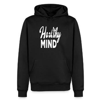 Healthy Mind - Männer Premium Bio Hoodie - Schwarz - Vorne - Nico (187cm)