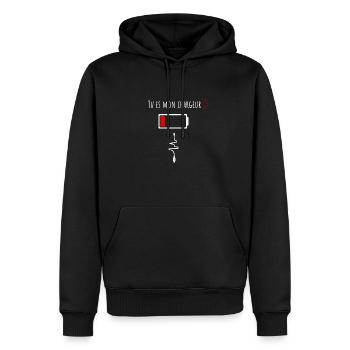tu es mon chargeur-amour - Sweat à capuche Premium bio Homme - noir - Devant - Nico (187cm)