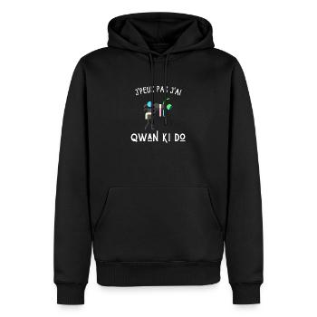 je peux pas j'ai qwan ki do - Sweat à capuche Premium bio Homme - noir - Devant - Nico (187cm)