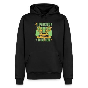 I Paused My Game To Be Here - Men’s Premium Organic Hoodie - black - Front - Nico (187cm)