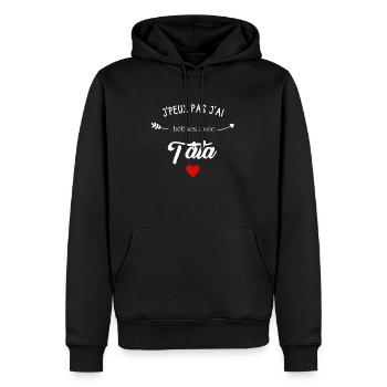 j'peux pas j'ai bêtises avec tata - Sweat à capuche Premium bio Homme - noir - Devant - Nico (187cm)