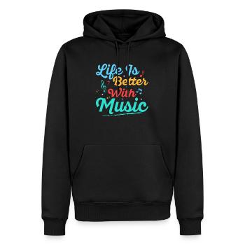 La vie est meilleure avec le professeur de musique de l’école de musique - Sweat à capuche Premium bio Homme - noir - Devant - Nico (187cm)