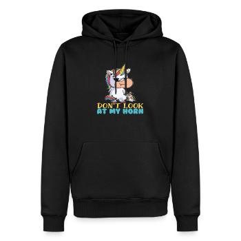 Don´t look at my Horn - Männer Premium Bio Hoodie - Schwarz - Vorne - Nico (187cm)