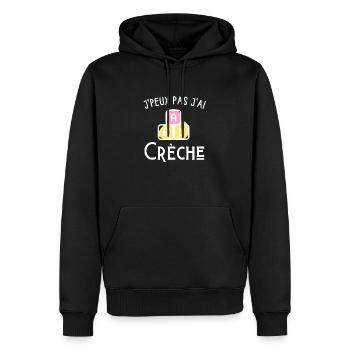 je peux pas j'ai crèche - Sweat à capuche Premium bio Homme - noir - Devant - Nico (187cm)