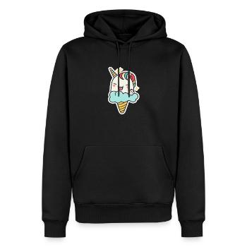 Einhorn-Eis-Freude - Männer Premium Bio Hoodie - Schwarz - Vorne - Nico (187cm)