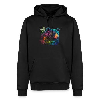 Ours sauvage - Sweat à capuche Premium bio Homme - noir - Devant - Nico (187cm)