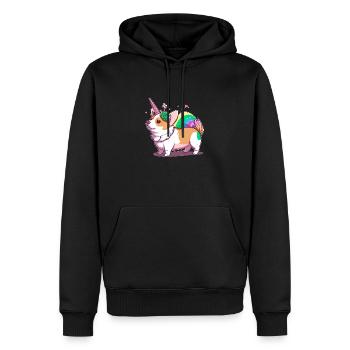 Licorne Corgi - Sweat à capuche Premium bio Homme - noir - Devant - Nico (187cm)