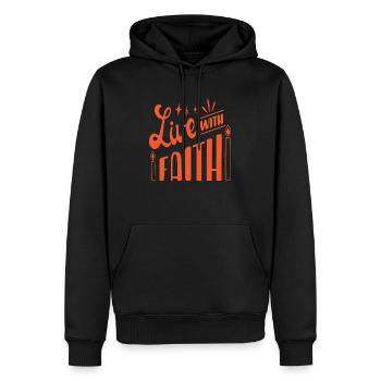 Vivre avec foi - Sweat à capuche Premium bio Homme - noir - Devant - Nico (187cm)