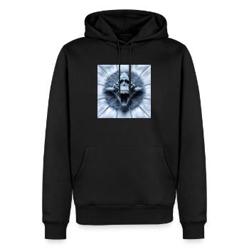 Affenschädel, Monkey Skull, Schädel, Digital Art - Männer Premium Bio Hoodie - Schwarz - Vorne - Nico (187cm)