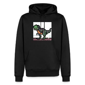 Tyrannosaurus pixel art - Sweat à capuche Premium bio Homme - noir - Devant - Nico (187cm)