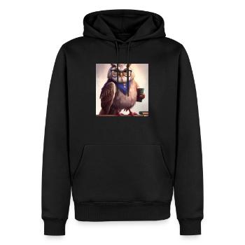 Owl comme bibliothécaire art numérique - Sweat à capuche Premium bio Homme - noir - Devant - Nico (187cm)