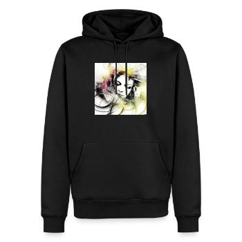 Art numérique mystique fantôme blanc - Sweat à capuche Premium bio Homme - noir - Devant - Nico (187cm)