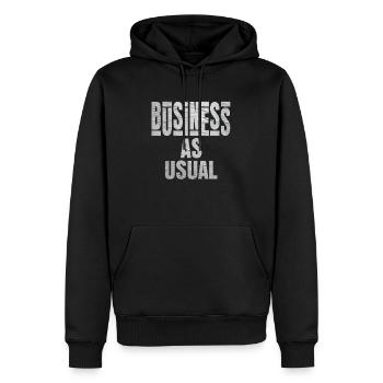 Business As Usual Paper style - Men’s Premium Organic Hoodie - black - Front - Nico (187cm)