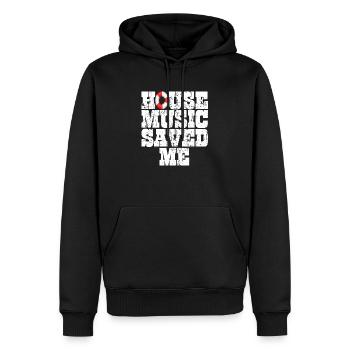 House Music Saved Me White Grunge - Men’s Premium Organic Hoodie - black - Front - Nico (187cm)