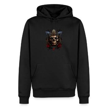 Éclabousser le crâne multicolore. Crâne d’indien aztèque - Sweat à capuche Premium bio Homme - noir - Devant - Nico (187cm)