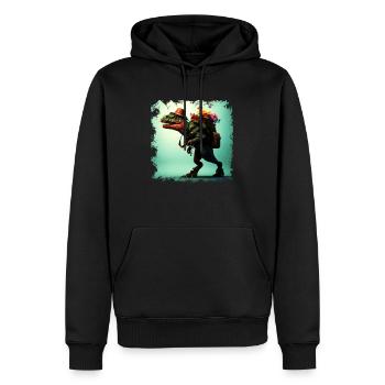 Alpiniste et randonneur Tyrannosaurus Rex drôle - Sweat à capuche Premium bio Homme - noir - Devant - Nico (187cm)