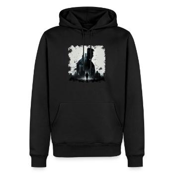 Mysterious character as guardian of the city - Men’s Premium Organic Hoodie - black - Front - Nico (187cm)