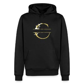 Personalisierter goldener Blumenbuchstabe C - Männer Premium Bio Hoodie - Schwarz - Vorne - Nico (187cm)