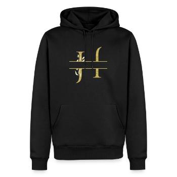 lettre h doré floral personnalisé - Sweat à capuche Premium bio Homme - noir - Devant - Nico (187cm)