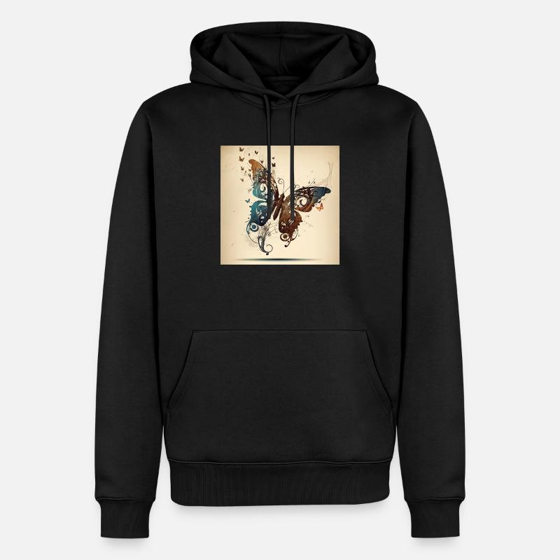 Papillon, notes - Sweat à capuche Premium bio Homme - noir