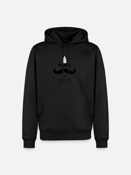 papa en 2023 - Sweat à capuche Premium bio Homme - noir