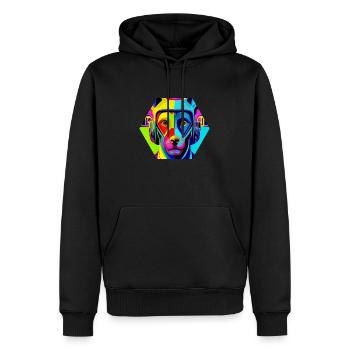 Chien super-héros #6 - Sweat à capuche Premium bio Homme - noir - Devant - Nico (187cm)