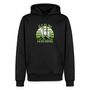 Je peux pas j'ai Des Chèvres Drôles Cadeau Chèvre - Sweat à capuche Premium bio Homme - noir - Devant - Nico (187cm)