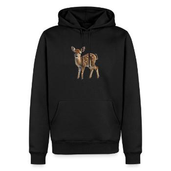 Mignon bébé faon - cadeau. T-shirt. Coupe - Sweat à capuche Premium bio Homme - noir - Devant - Nico (187cm)