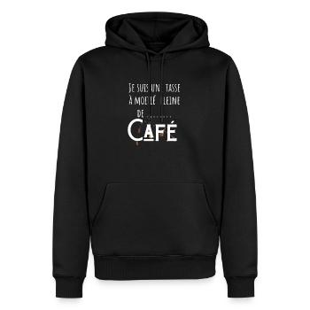 Je suis une tasse à moitié pleine de café - Sweat à capuche Premium bio Homme - noir - Devant - Nico (187cm)