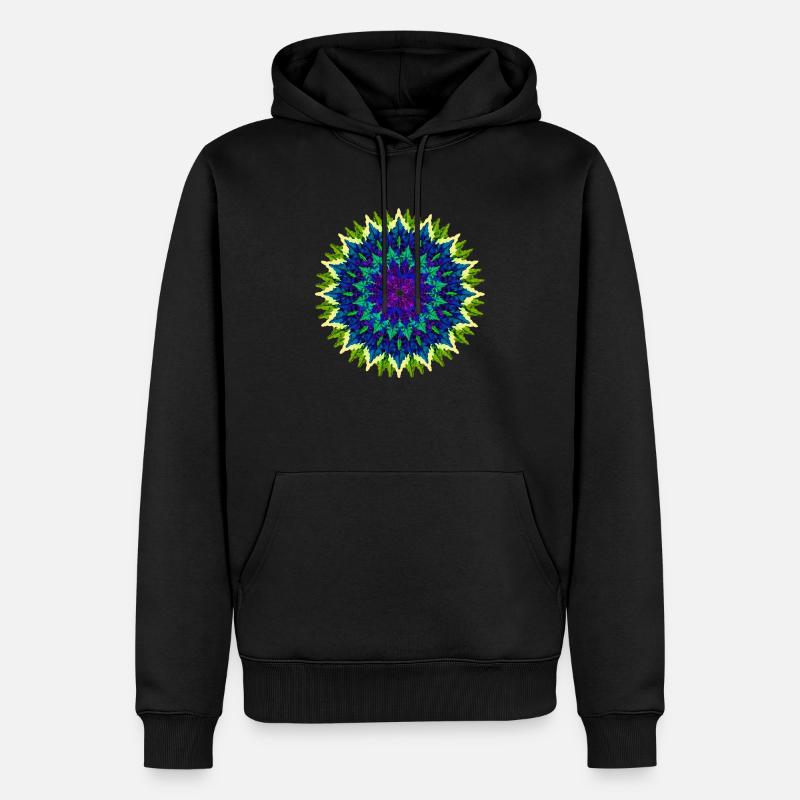 Mandala (jaune-vert) - Sweat à capuche Premium bio Homme - noir