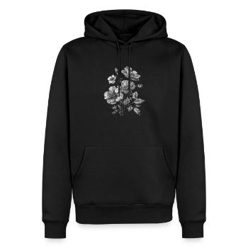 Croquis noir de fleurs sauvages - Sweat à capuche Premium bio Homme - noir - Devant - Nico (187cm)