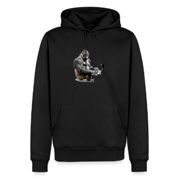 Hago le gorille musicien - Sweat à capuche Premium bio Homme - noir - Devant - Nico (187cm)