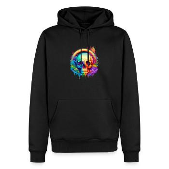 Totenkopf Skizze mit bunten Wasserfarben - Männer Premium Bio Hoodie - Schwarz - Vorne - Nico (187cm)