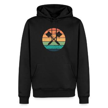 Retro Graphic Dart Player Darts Dartboard Bullseye - Men’s Premium Organic Hoodie - black - Front - Nico (187cm)