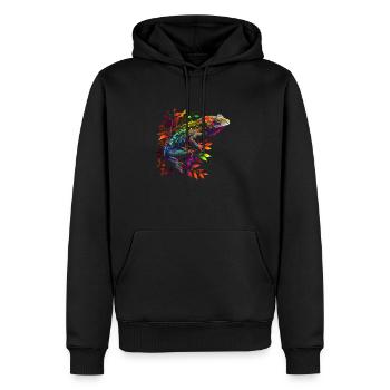 Cooles Gecko Chamäleon Design bunt - Männer Premium Bio Hoodie - Schwarz - Vorne - Nico (187cm)