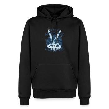 Moins de Monchus plus de fondue Idée originale - Sweat à capuche Premium bio Homme - noir - Devant - Nico (187cm)