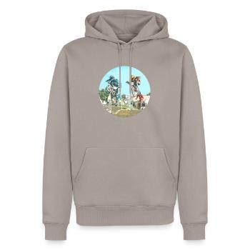 BMX - Sweat à capuche Premium bio Homme - taupe - Devant - Nico (187cm)