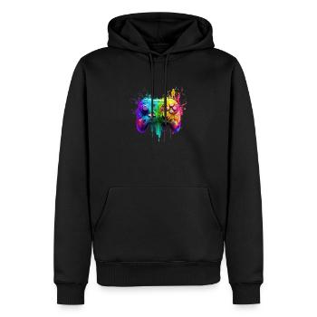 Neon Gaming Controller / Kontroller - Männer Premium Bio Hoodie - Schwarz - Vorne - Nico (187cm)