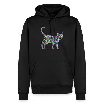 Chat coloré, Défilé - Sweat à capuche Premium bio Homme - noir - Devant - Nico (187cm)