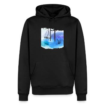 Aquarelle : Adventure Ocean - Sweat à capuche Premium bio Homme - noir - Devant - Nico (187cm)