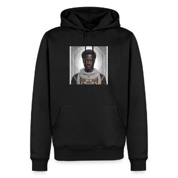 The Pris - Männer Premium Bio Hoodie - Schwarz - Vorne - Nico (187cm)